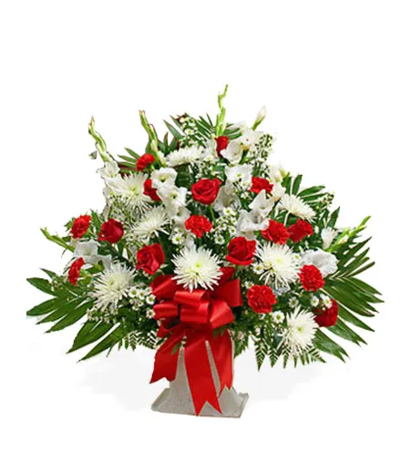 Sympathy Floor Basket Red & White