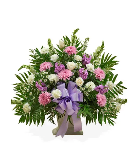 Sympathy Floor Basket Purple & White