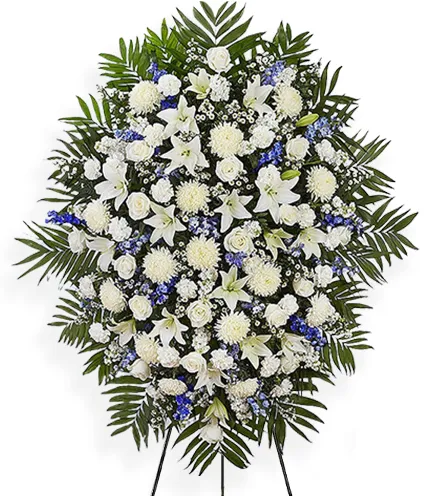 Blue and White Standing Spray | Blooms Today