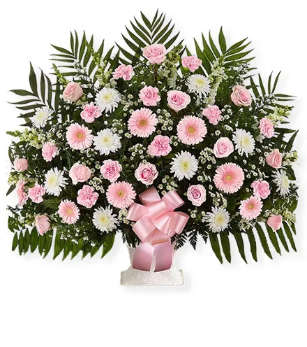 Pink and White Floor Basket | Blooms Today
