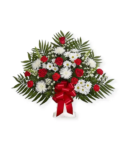 Red and White Floor Basket | Blooms Today