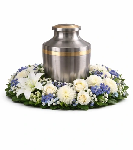 Blue & White Cremation Wreath