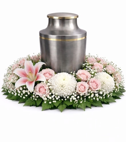 Pink & White Cremation Wreath